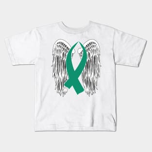 Winged Awareness Ribbon (Teal) Kids T-Shirt